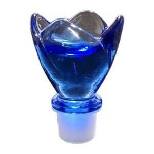 Bormioli Rocco Bouquet Cobalt Blue Glass Decanter  Stopper Italy Tulip Rose